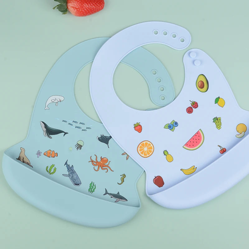 LOFCA Baby Bib – Waterproof Silicone Adjustable Cartoon Feeding Apron