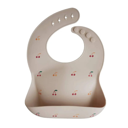 Ins Style Printed Baby Bibs – Waterproof Silicone Feeding Bib with Adjustable Design