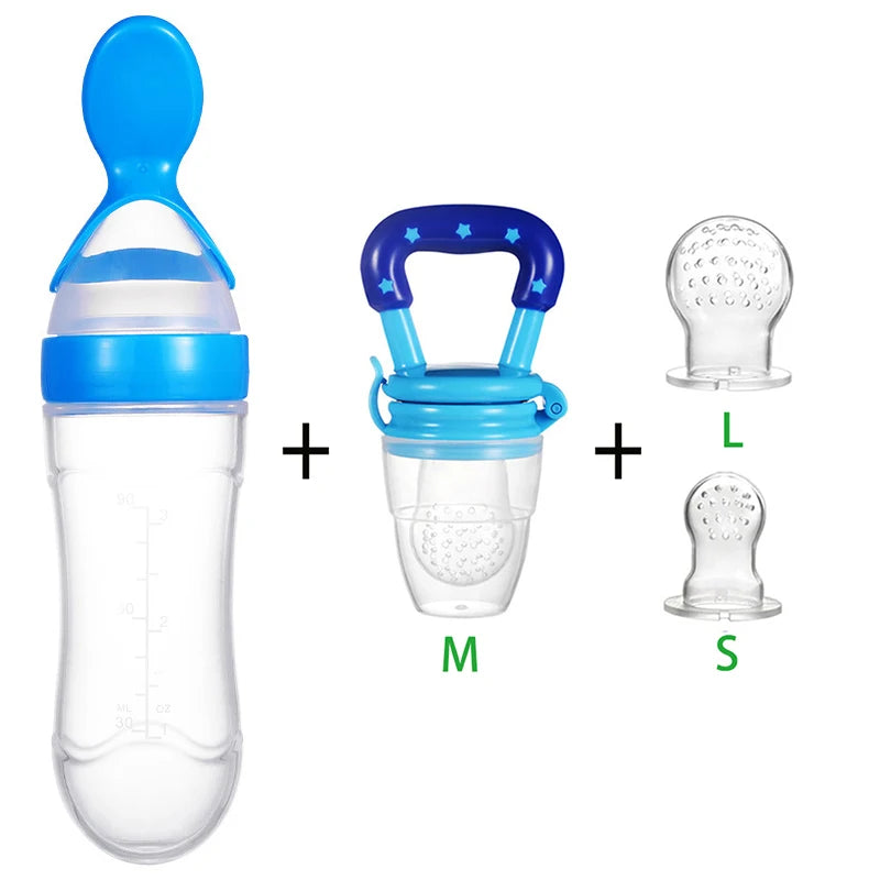 4Pc Baby Silicone Food &amp; Milk Feeder Set