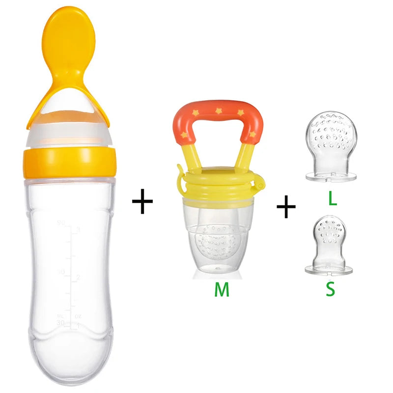 4Pc Baby Silicone Food &amp; Milk Feeder Set