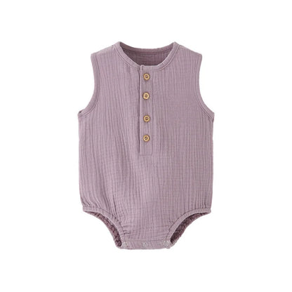 Sleeveless 100% Cotton Baby Romper – Lightweight, Soft, and Skin-Friendly Summer Bodysuit