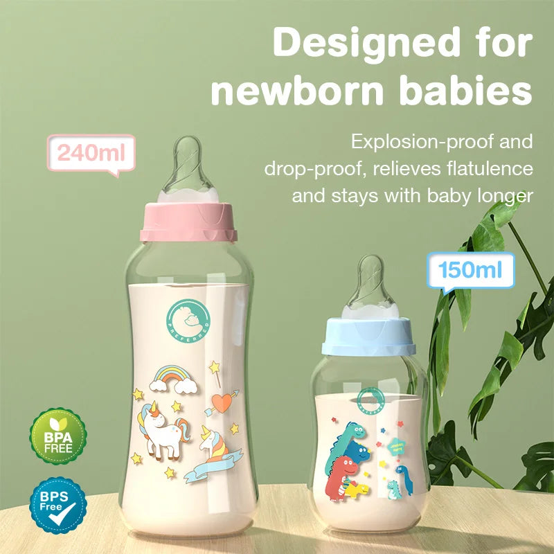 NaturalFlow Wide-Mouth Baby Bottle with Handles – BPA-Free, 150ml/240ml