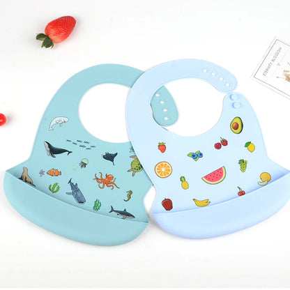 LOFCA Baby Bib – Waterproof Silicone Adjustable Cartoon Feeding Apron