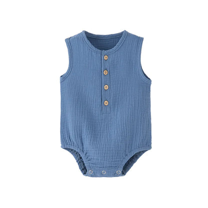 Sleeveless 100% Cotton Baby Romper – Lightweight, Soft, and Skin-Friendly Summer Bodysuit