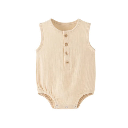 Sleeveless 100% Cotton Baby Romper – Lightweight, Soft, and Skin-Friendly Summer Bodysuit