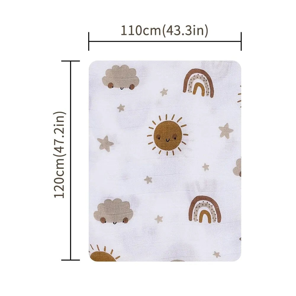 120x110cm Bamboo Cotton Baby Muslin Swaddle Blanket