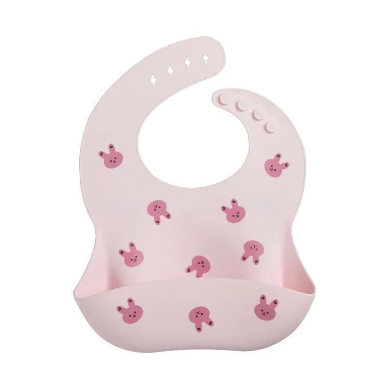 Ins Style Printed Baby Bibs – Waterproof Silicone Feeding Bib with Adjustable Design