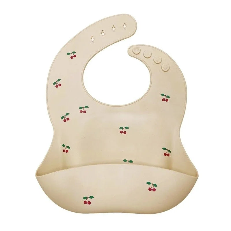 Ins Style Printed Baby Bibs – Waterproof Silicone Feeding Bib with Adjustable Design