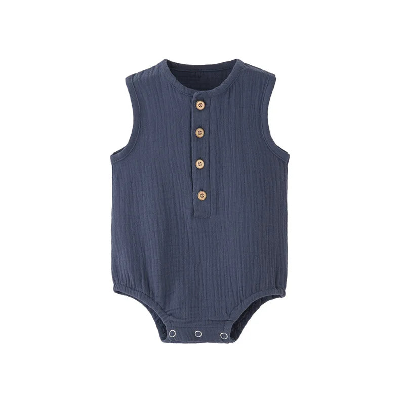 Sleeveless 100% Cotton Baby Romper – Lightweight, Soft, and Skin-Friendly Summer Bodysuit