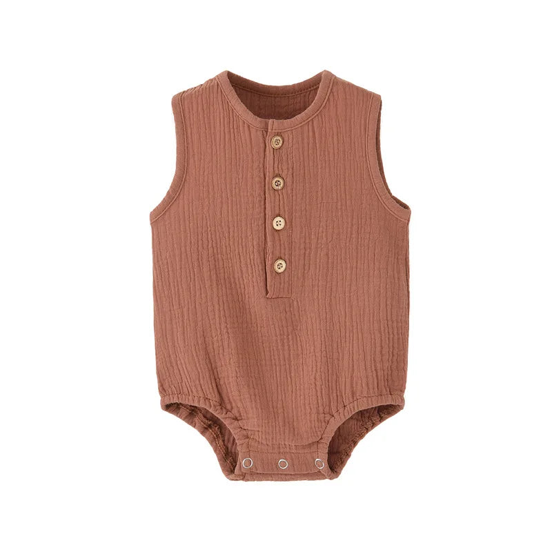 Sleeveless 100% Cotton Baby Romper – Lightweight, Soft, and Skin-Friendly Summer Bodysuit