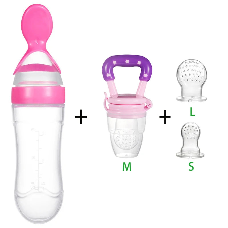 4Pc Baby Silicone Food &amp; Milk Feeder Set