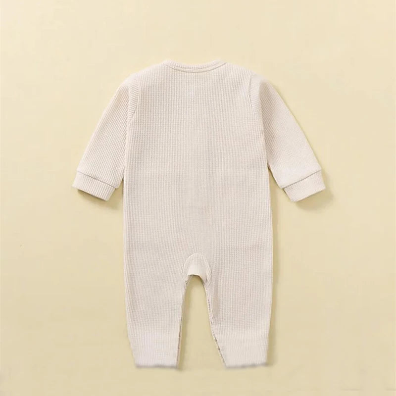 Soft Cotton Baby Long Sleeve Romper with Pocket – Spring & Autumn Jumpsuit for Newborns