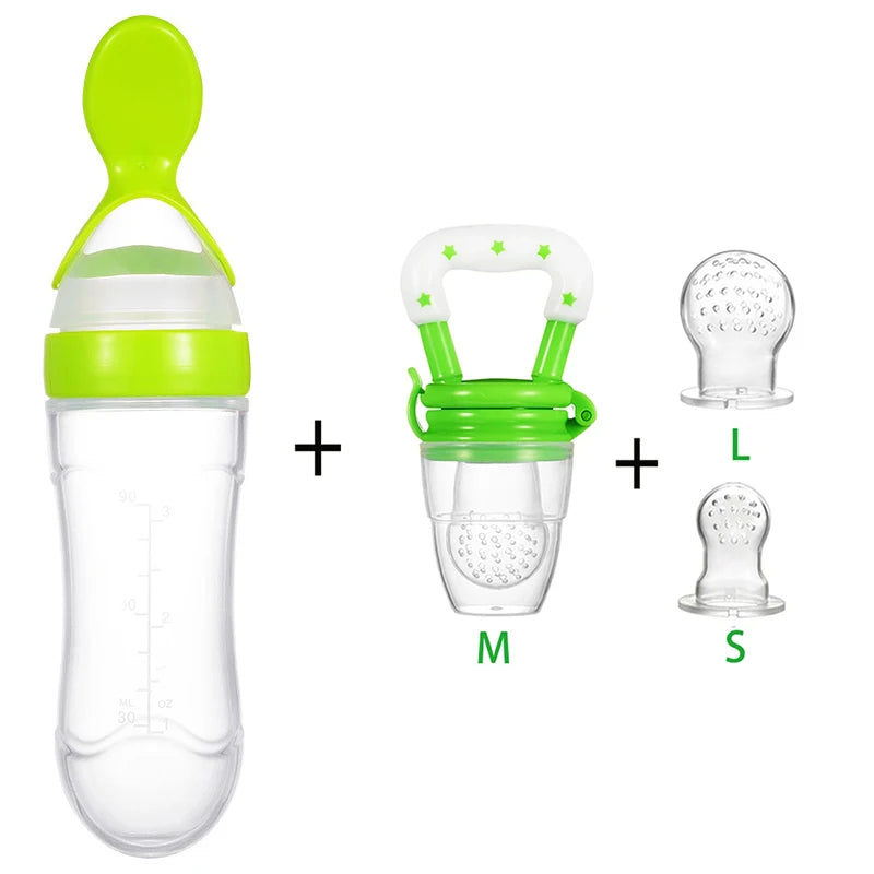 4Pc Baby Silicone Food &amp; Milk Feeder Set