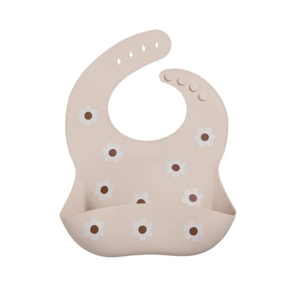 Ins Style Printed Baby Bibs – Waterproof Silicone Feeding Bib with Adjustable Design