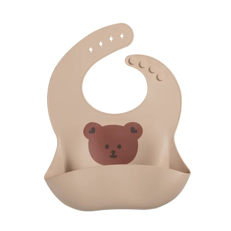 Ins Style Printed Baby Bibs – Waterproof Silicone Feeding Bib with Adjustable Design